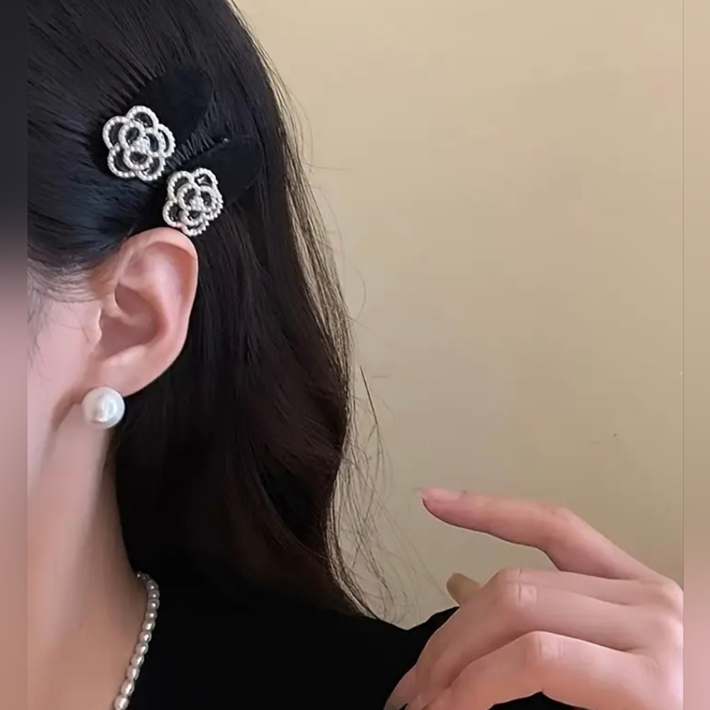 2pc Camellia Velvet hairpin New - Picture 4 of 4
